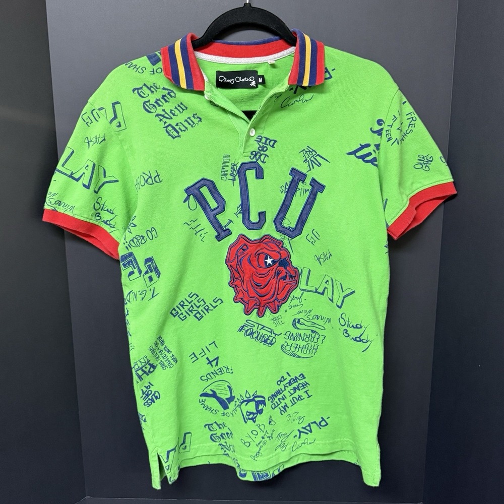 Play Cloths Polo Shirt Green Size Medium (Missing Button)